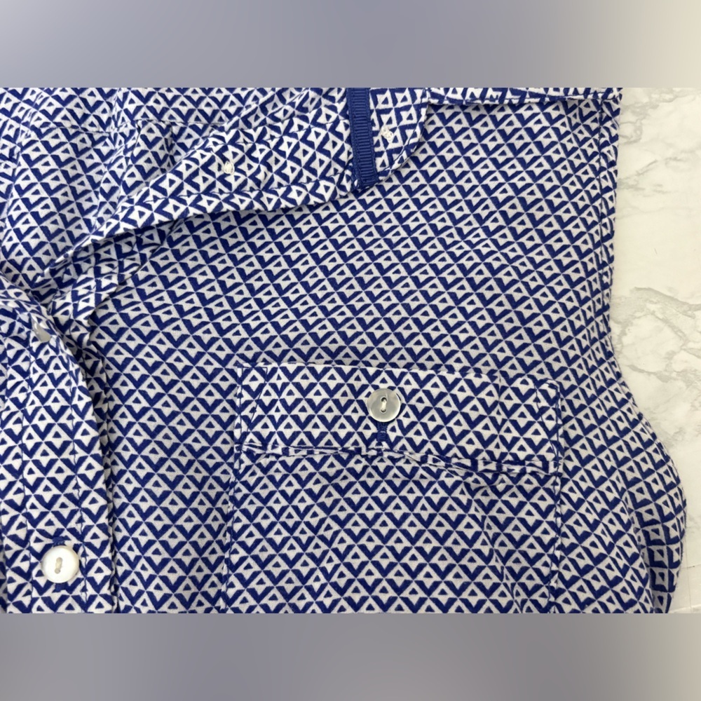 Women’s Sleeveless Button Down Shirt Size PXL Petite Blue Rayon Pocket Collar - Picture 5 of 6